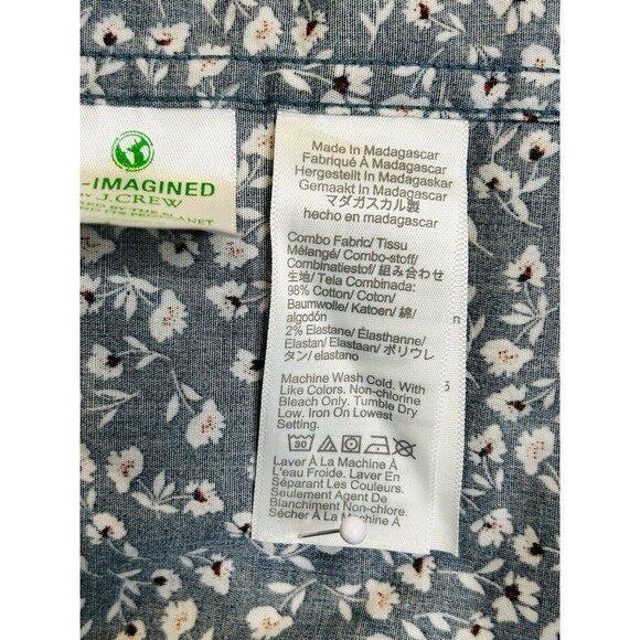 J. Crew Mens Slim Untucked Shirt Blue Button Up Floral Flex Wash Untucked Large - Picture 9 of 10